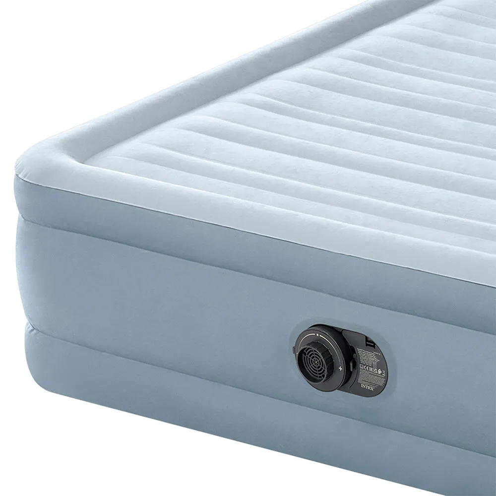 Intex Dura-beam Deluxe Plush Queen Size With Headboard Dobbel Luftmadrass, Grey, 152 x 236 x 86cm