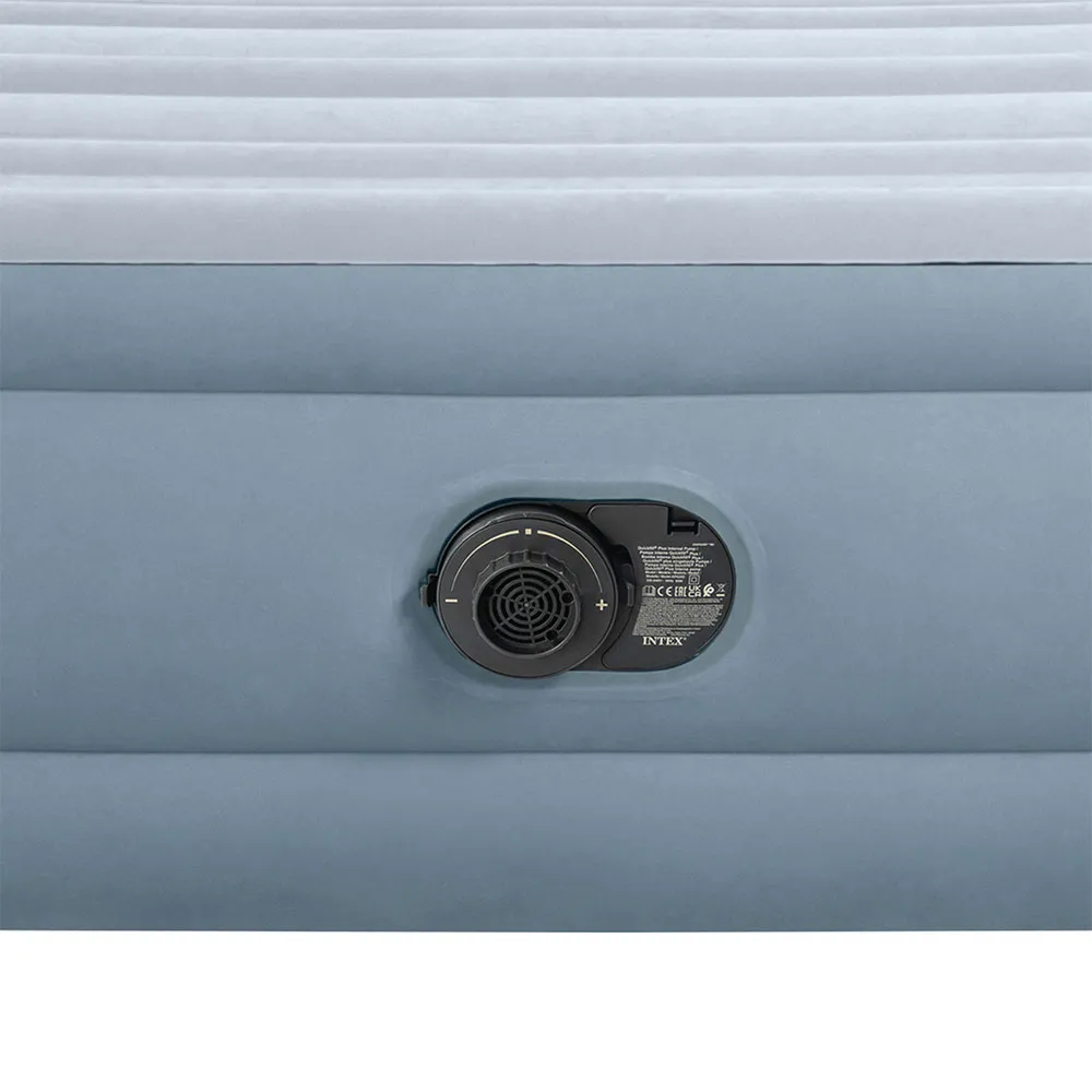 Intex Dura-beam Deluxe Plush Queen Size With Headboard Dobbel Luftmadrass, Grey, 152 x 236 x 86cm