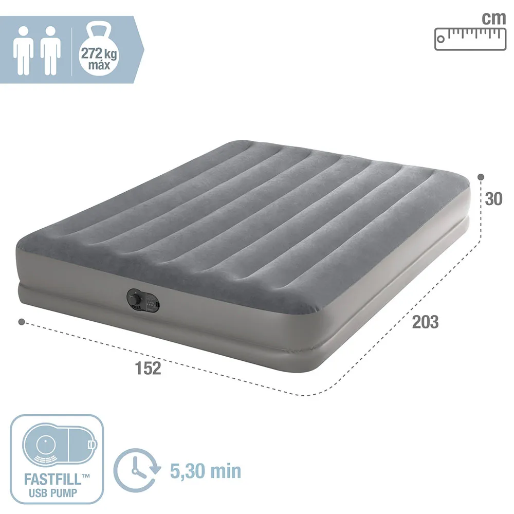 Intex Dura Beam Queen Luftmadrass, Grey, One Size Intex Dura Beam Queen Luftmadrass, Grey, One Size
