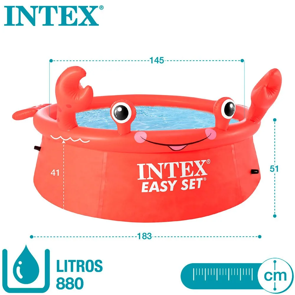 Intex Easy Set Crab Ø183x51cm Rund Oppblåsbar Basseng unisex, Red, 183 x 51cm