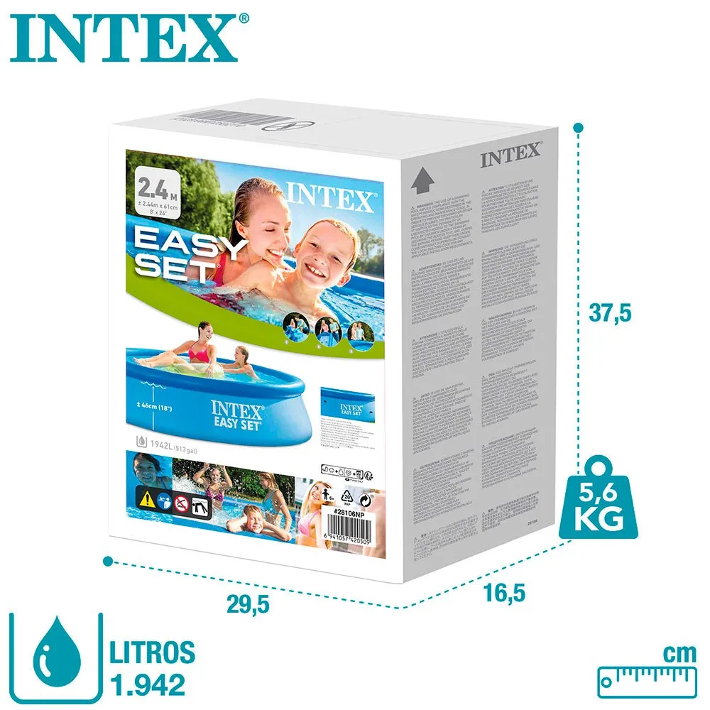 Intex Easy Set Oppblåsbar Basseng 244x61 Cm unisex, Blue, 244 x 61cm