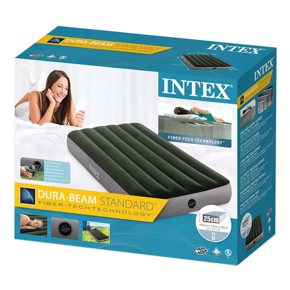 Intex Enkel Luftmadrass Med Vifte Og Fibertech, Multicolor, One Size