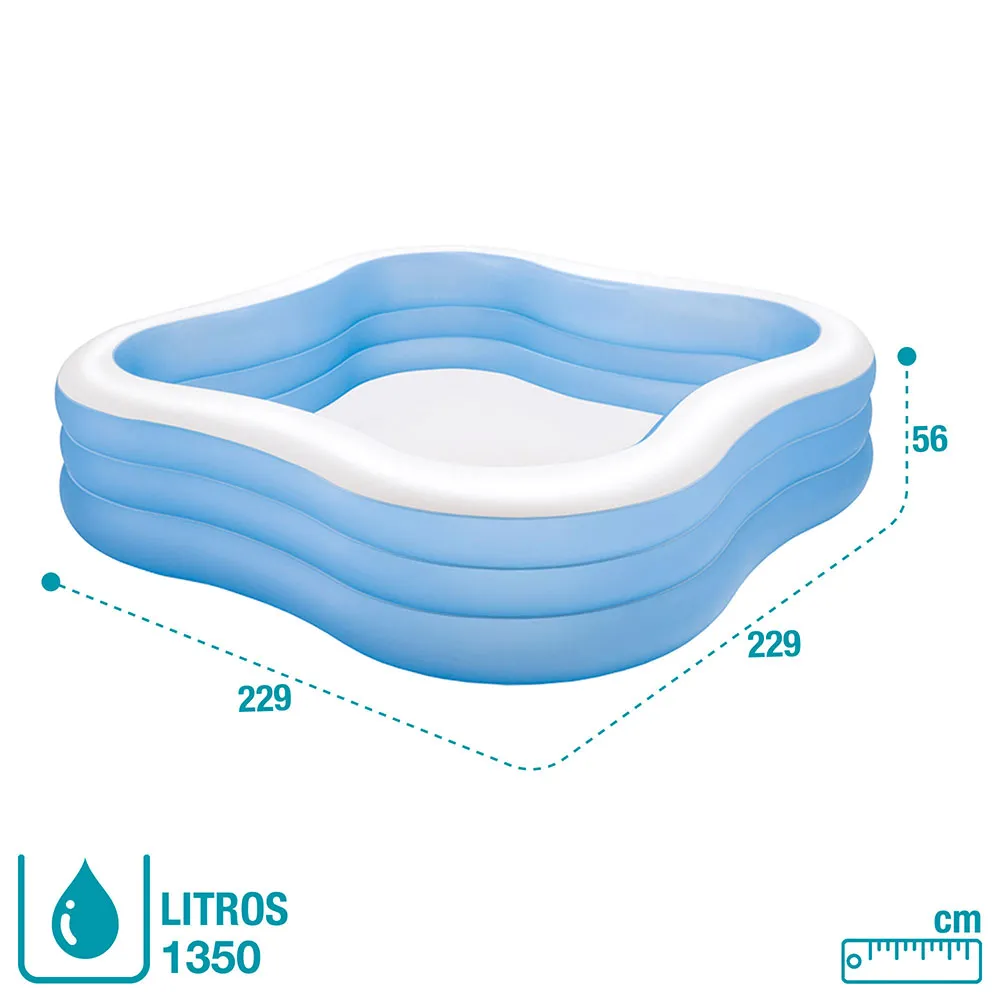 Intex Familiebasseng unisex, White / blue, 229 x 229 x 56cm