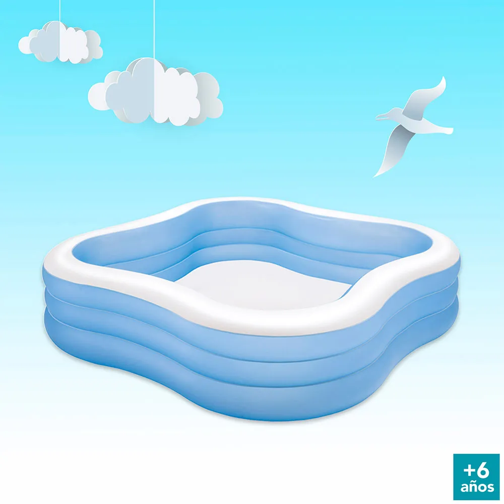 Intex Familiebasseng unisex, White / blue, 229 x 229 x 56cm