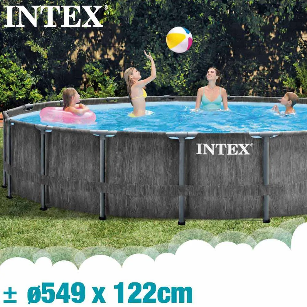 Intex Greywood Prism Premium Ø 549x122 Cm Stål Rundt Overjordisk Basseng, Grey / blue, 24311L