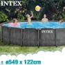Intex Greywood Prism Premium Ø 549x122 Cm Stål Rundt Overjordisk Basseng, Grey / blue, 24311L