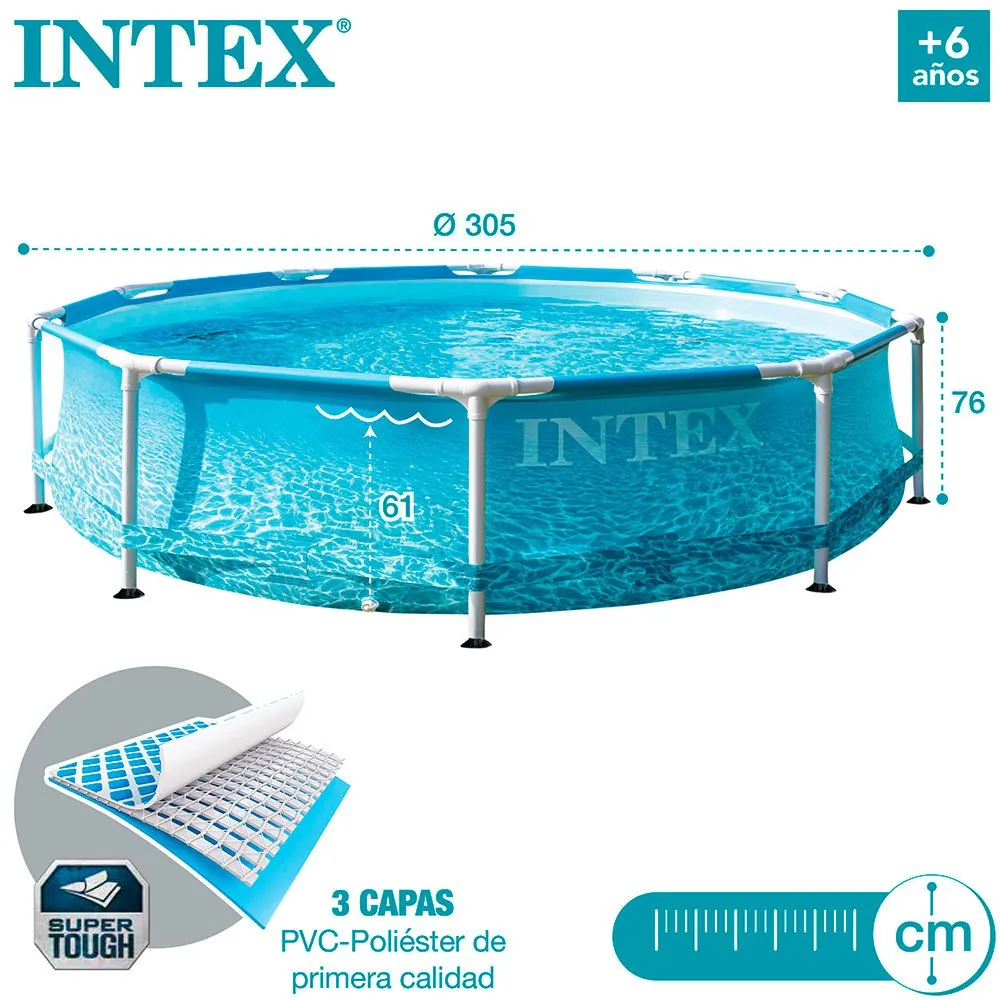 Intex Metallrammebasseng Til Strand 305x76 Cm, Blue, 305 x 76cm