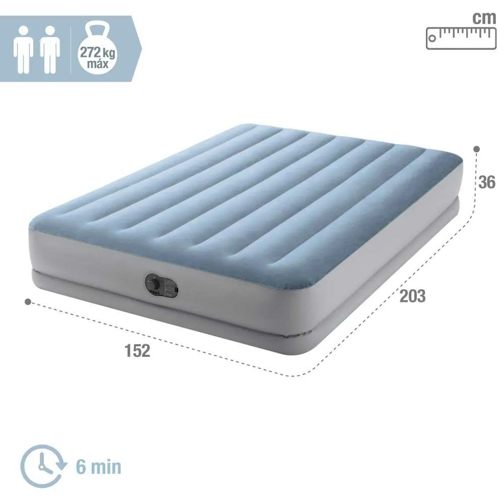 Intex Mid-rise Comfort Dobbel Luftmadrass, Grey, 152 x 203 x 36cm