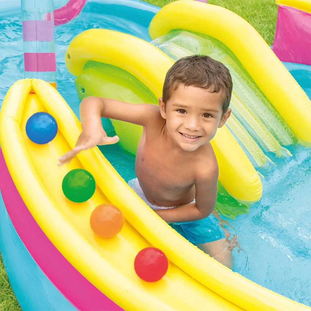 Intex Oppblåsbar Basseng Med Sklie Og Regnbuespill 206l 2.95x1.91x1.09 Cm, Multicolor, One Size Intex Oppblåsbar Basseng Med Sklie Og Regnbuespill 206l 2.95x1.91x1.09 Cm, Multicolor, One Size