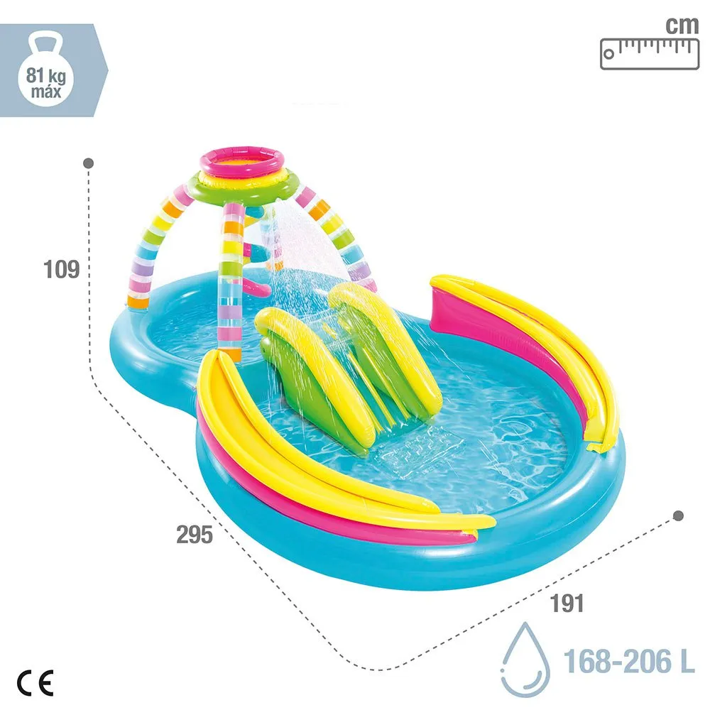 Intex Oppblåsbar Basseng Med Sklie Og Regnbuespill 206l 2.95x1.91x1.09 Cm, Multicolor, One Size Intex Oppblåsbar Basseng Med Sklie Og Regnbuespill 206l 2.95x1.91x1.09 Cm, Multicolor, One Size