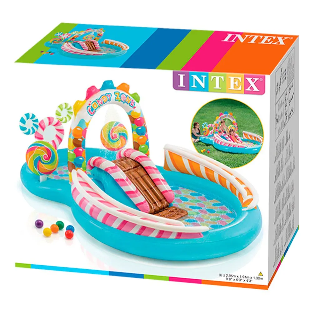 Intex Oppblåsbar Godterisone Lekeplassbasseng unisex, Multicolor, 295 x 191 x 130cm