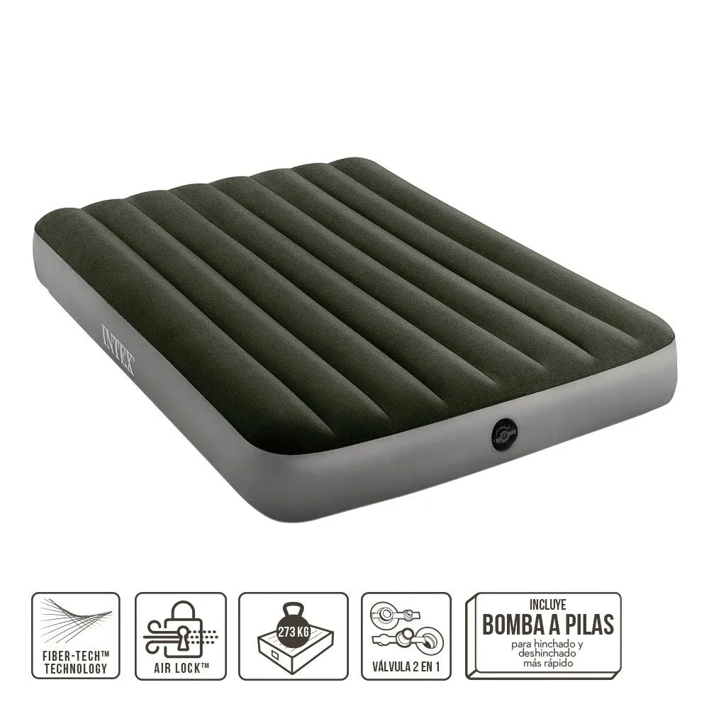 Intex Prestige Downy Dobbeltseng Med Pumpe Og Fiber-tech-madrass, Green / grey, 137 x 191 x 25cm Intex Prestige Downy Dobbeltseng Med Pumpe Og Fiber-tech-madrass, Green / grey, 137 x 191 x 25cm