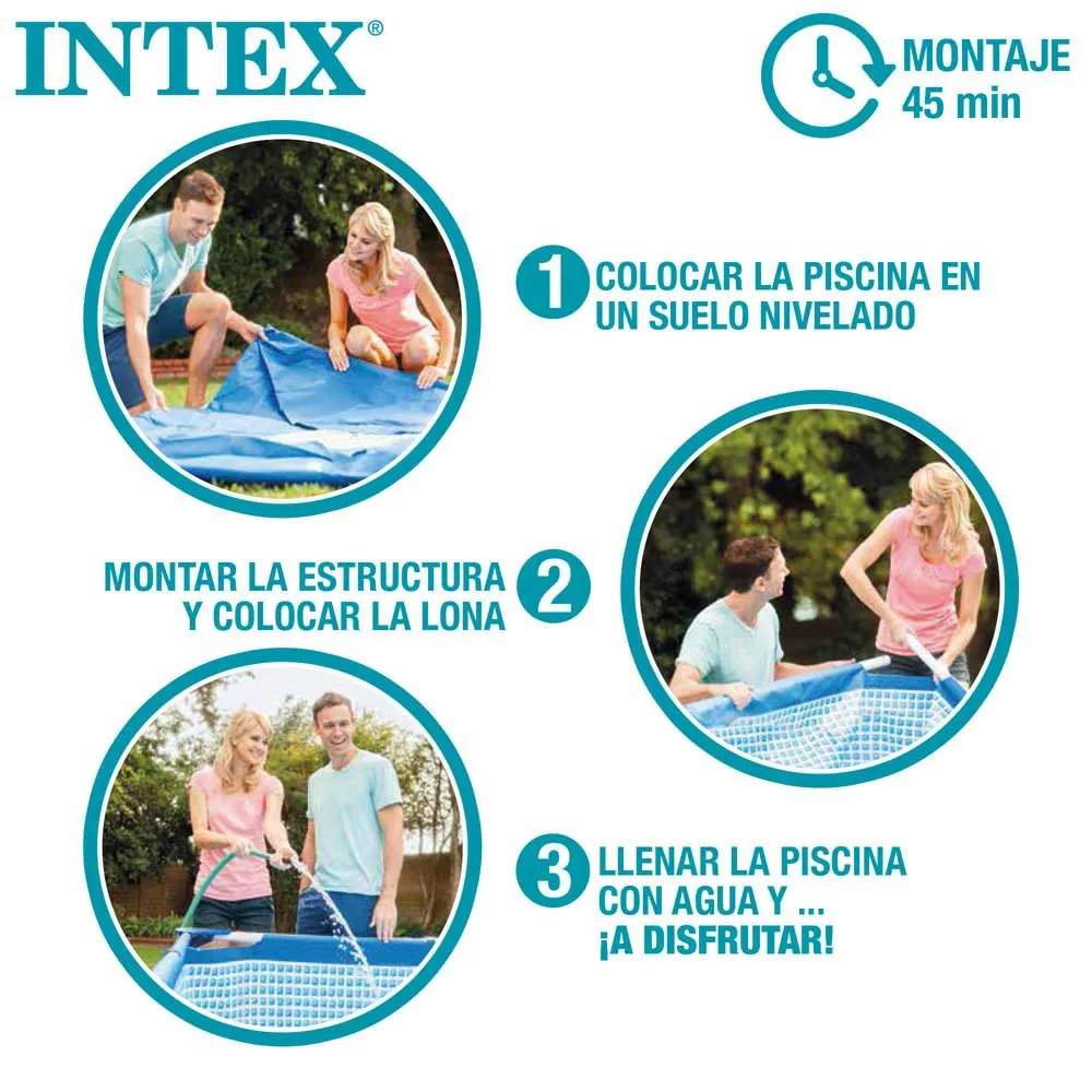Intex Prism 400x200x122 Cm Stål Rektangulært Over Bakken Basseng Med Ramme, Grey / blue, 8418L Intex Prism 400x200x122 Cm Stål Rektangulært Over Bakken Basseng Med Ramme, Grey / blue, 8418L