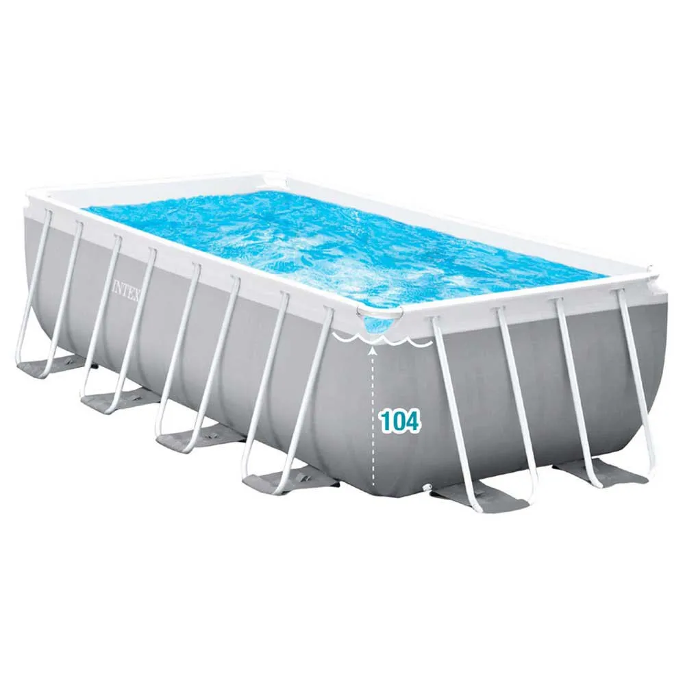 Intex Prism 400x200x122 Cm Stål Rektangulært Over Bakken Basseng Med Ramme, Grey / blue, 8418L Intex Prism 400x200x122 Cm Stål Rektangulært Over Bakken Basseng Med Ramme, Grey / blue, 8418L