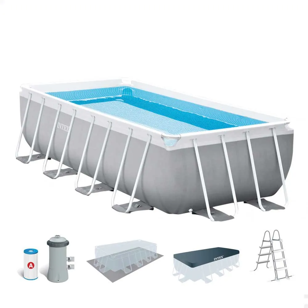 Intex Prism 488x244x107 Cm Stål Rektangulært Over Bakken Basseng Med Ramme unisex, Grey / blue, 10874L