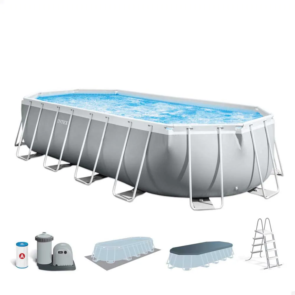 Intex Prism 610x305x122 Cm Stål Ramme For Ovalt Basseng Over Bakken unisex, Grey / blue, 18202L Intex Prism 610x305x122 Cm Stål Ramme For Ovalt Basseng Over Bakken unisex, Grey / blue, 18202L