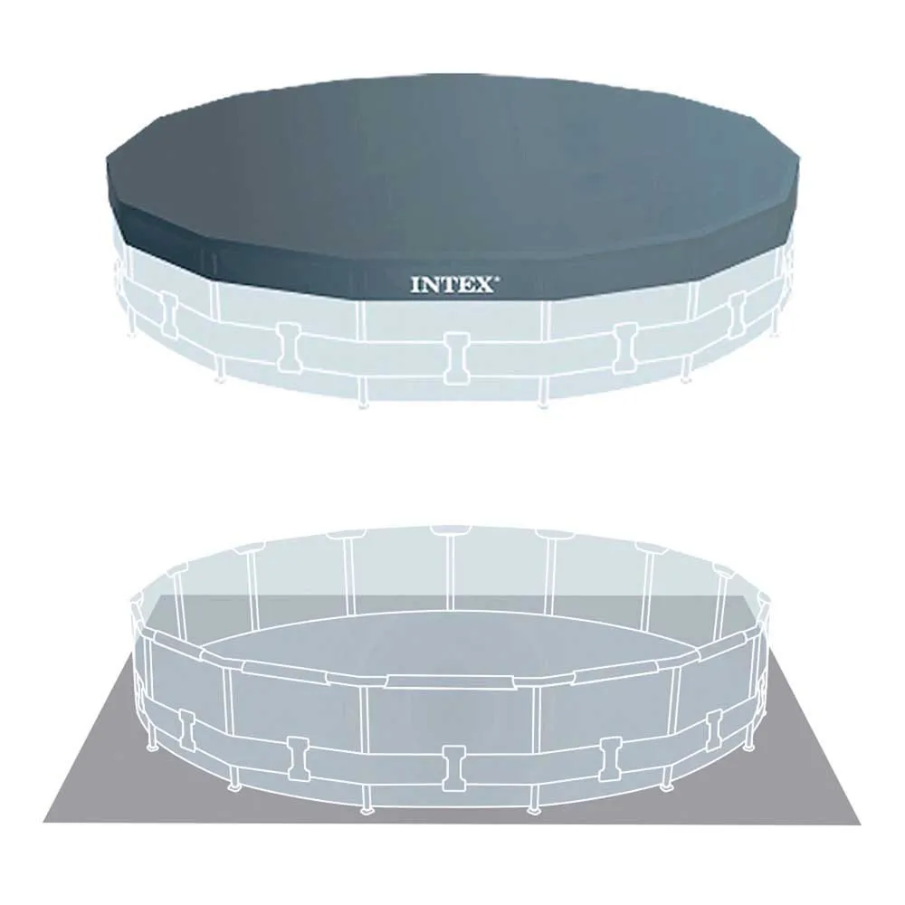 Intex Prism Ø 457x122 Cm Stål Rundt Overjordisk Basseng, Grey / blue, 16805L
