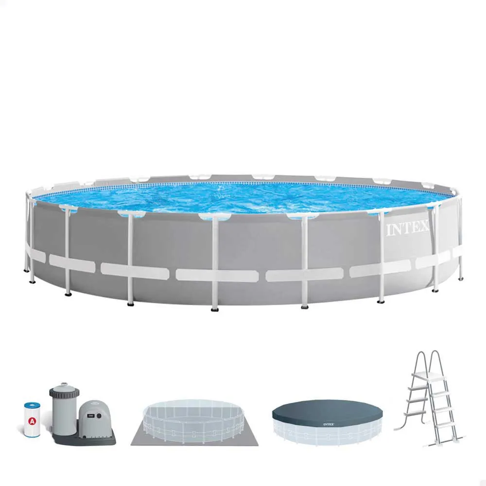Intex Prism Ø 610x132 Cm Stål Rundt Overjordisk Basseng unisex, Grey / blue, 32695L Intex Prism Ø 610x132 Cm Stål Rundt Overjordisk Basseng unisex, Grey / blue, 32695L
