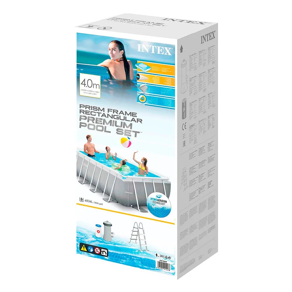 Intex Prisma Frame Rectangular Above Ground With Filter Basseng, 400 x 200 x 100cm