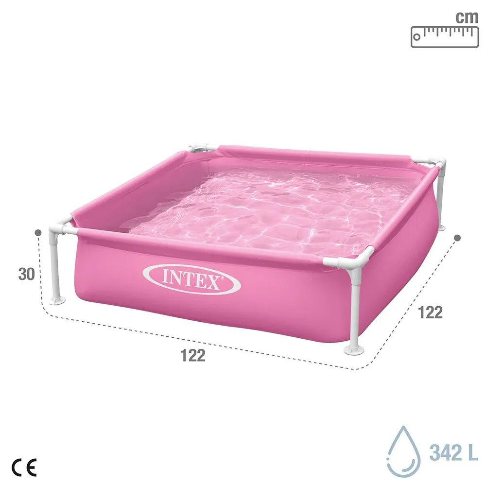 Intex Stål Overjordisk Basseng Med Firkantet Ramme 122x122x30 Cm, Pink, 342L