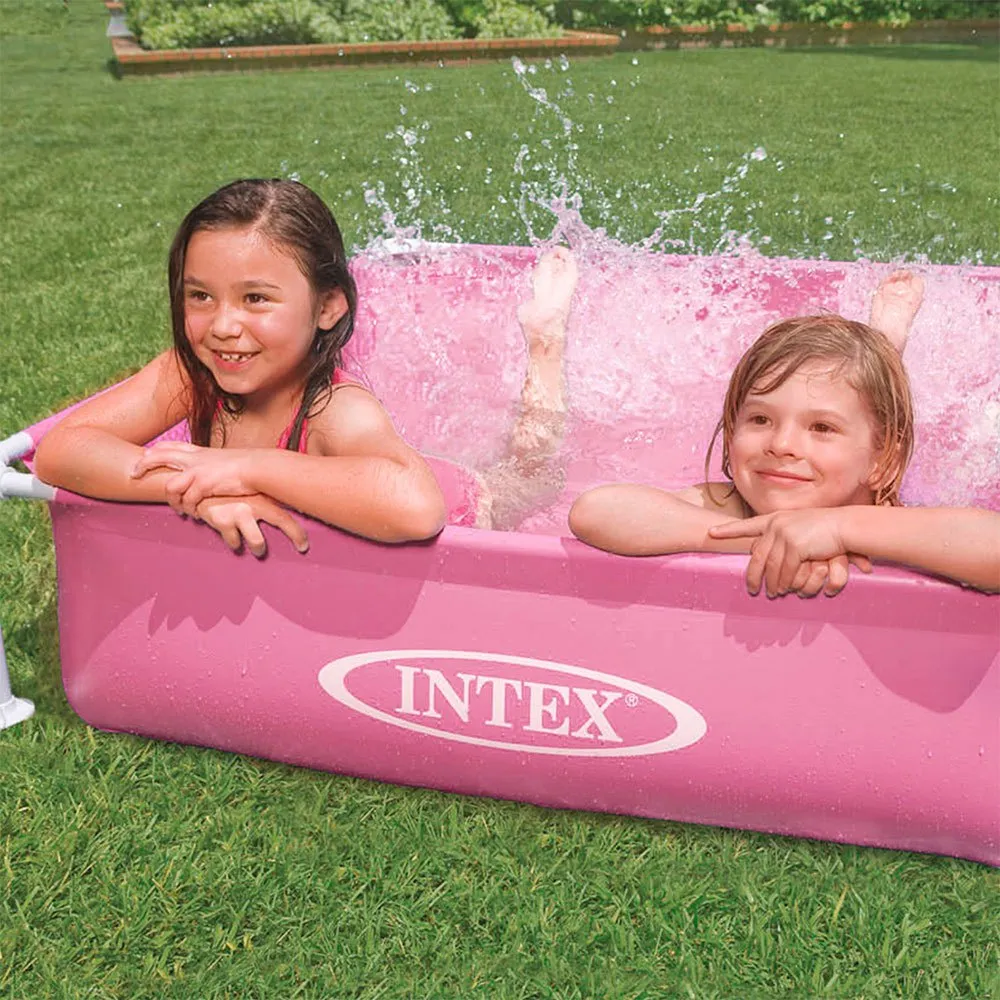 Intex Stål Overjordisk Basseng Med Firkantet Ramme 122x122x30 Cm, Pink, 342L