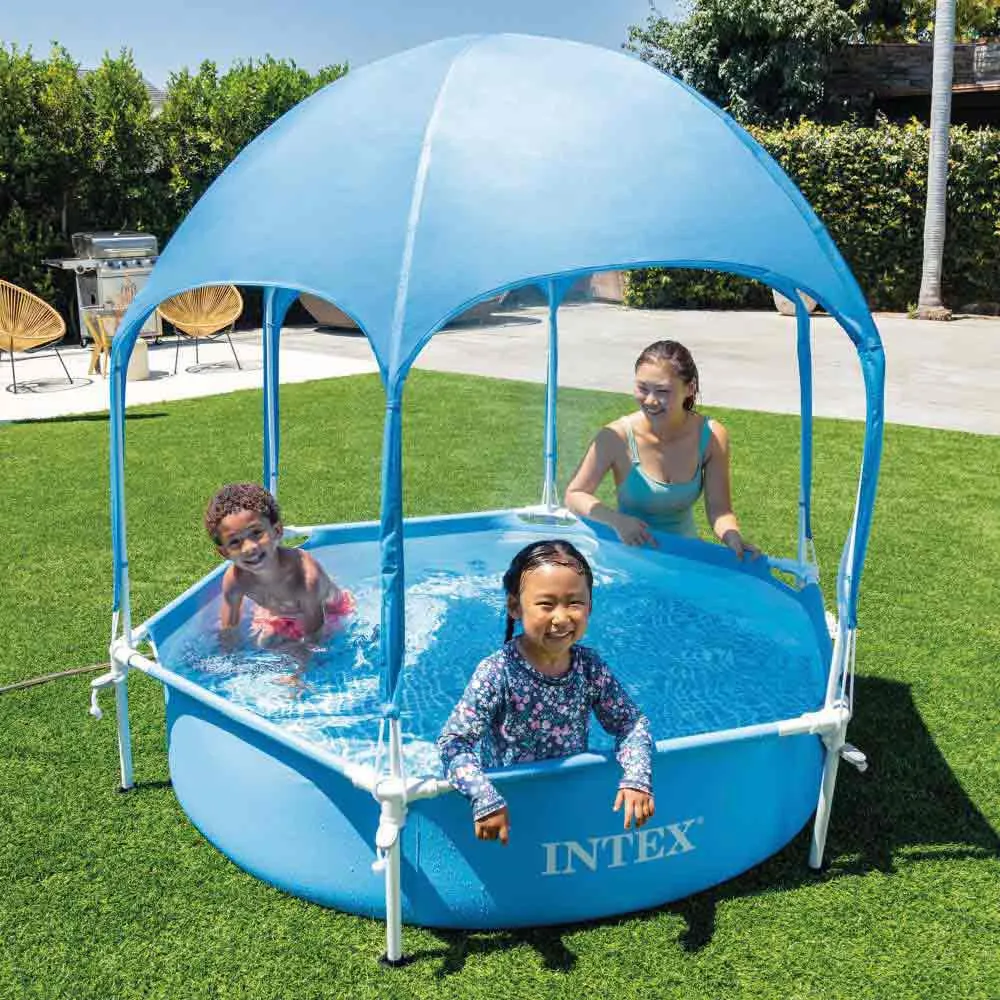 Intex Stål Rundt Over Bakken Basseng Med Tak 183cm, Blue, 700L