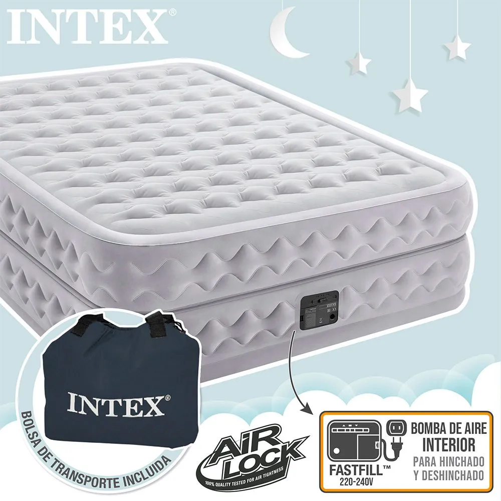 Intex Supreme Fiber-tech Dobbel Luftmadrass, Grey, 152 x 203 x 51cm