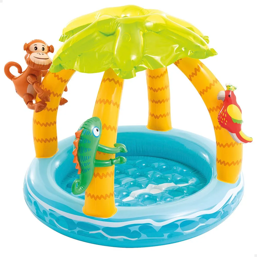 Intex Tropisk Basseng Med Soltak Polstret Bunn Og Oppblåsbare Dyr 102 Cm, Multicolor, One Size Intex Tropisk Basseng Med Soltak Polstret Bunn Og Oppblåsbare Dyr 102 Cm, Multicolor, One Size
