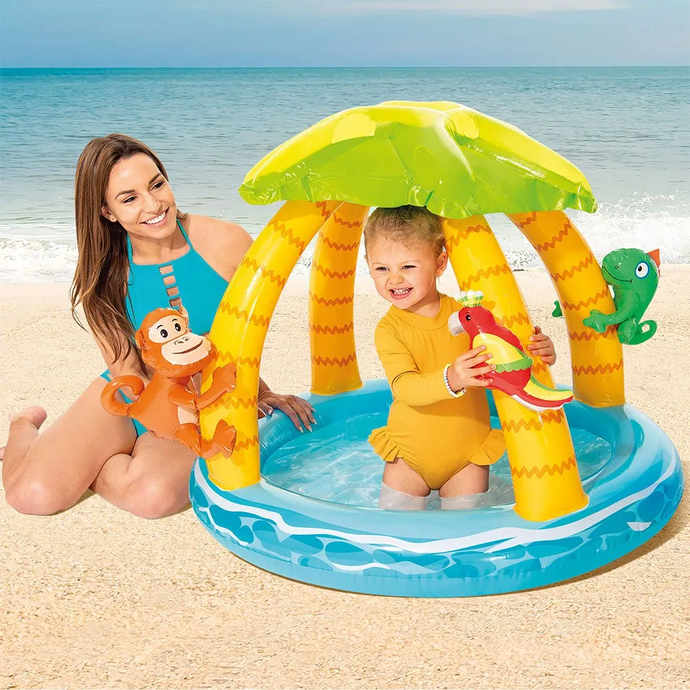 Intex Tropisk Basseng Med Soltak Polstret Bunn Og Oppblåsbare Dyr 102 Cm, Multicolor, One Size Intex Tropisk Basseng Med Soltak Polstret Bunn Og Oppblåsbare Dyr 102 Cm, Multicolor, One Size