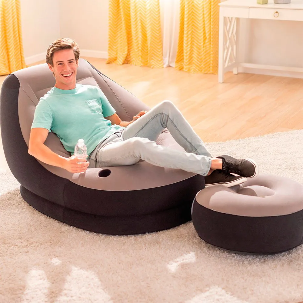 Intex Ultra Lounge Lenestol Med Fotskammel unisex, Grey, 99 x 130 x 76cm / 64 x 28cm Intex Ultra Lounge Lenestol Med Fotskammel unisex, Grey, 99 x 130 x 76cm / 64 x 28cm