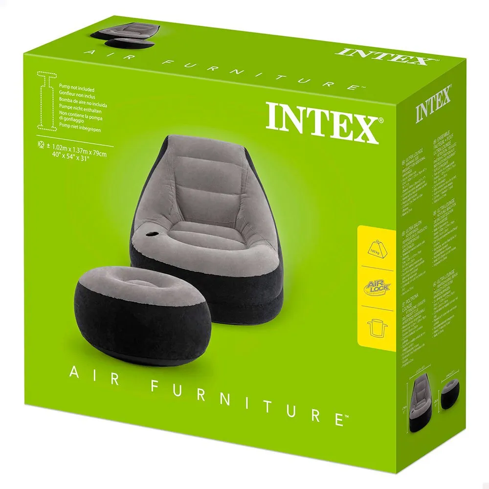 Intex Ultra Lounge Lenestol Med Fotskammel unisex, Grey, 99 x 130 x 76cm / 64 x 28cm Intex Ultra Lounge Lenestol Med Fotskammel unisex, Grey, 99 x 130 x 76cm / 64 x 28cm