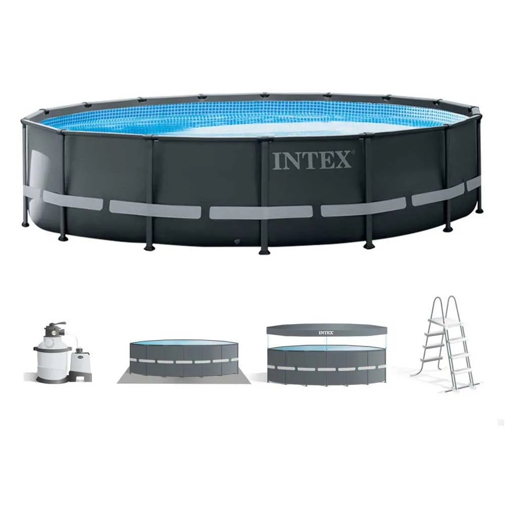 Intex Ultra Xtr 488x122 Cm Stål Rundt Overjordisk Basseng, Grey / blue, 19156L