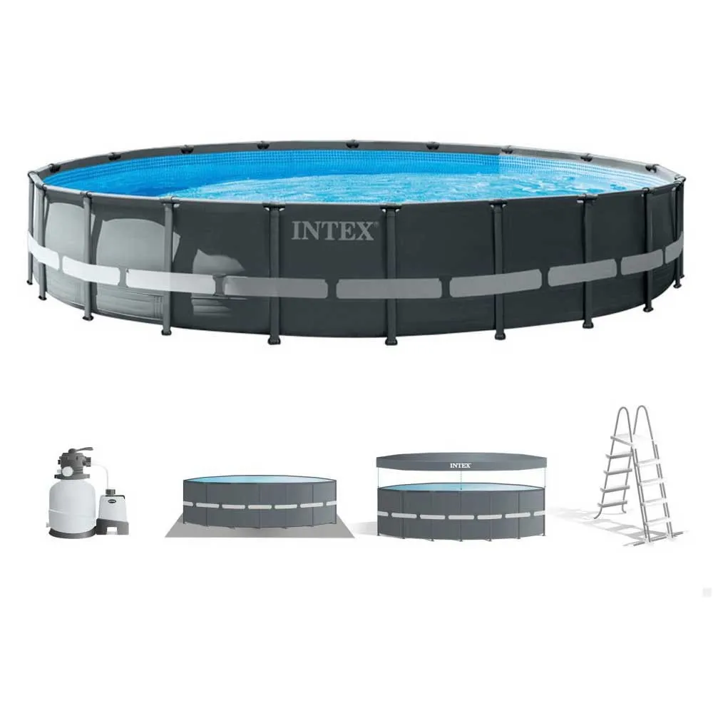 Intex Ultra Xtr 610x122 Cm Stål Rundt Overjordisk Basseng, Grey / blue, 30079L
