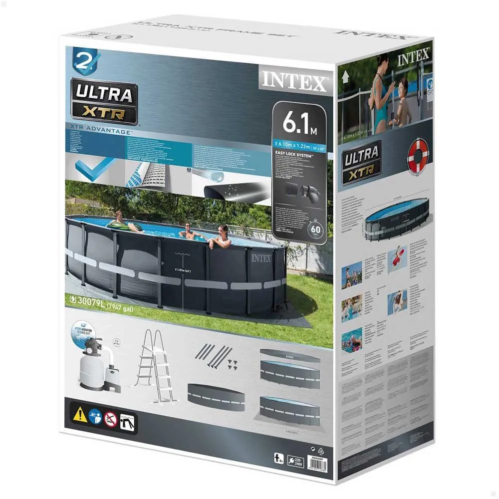 Intex Ultra Xtr 610x122 Cm Stål Rundt Overjordisk Basseng, Grey / blue, 30079L