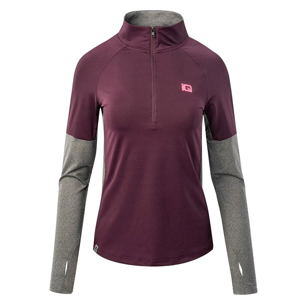 IQ Immo Fleecejakke Med Halv Glidelås female, Potent purple / dark grey melange