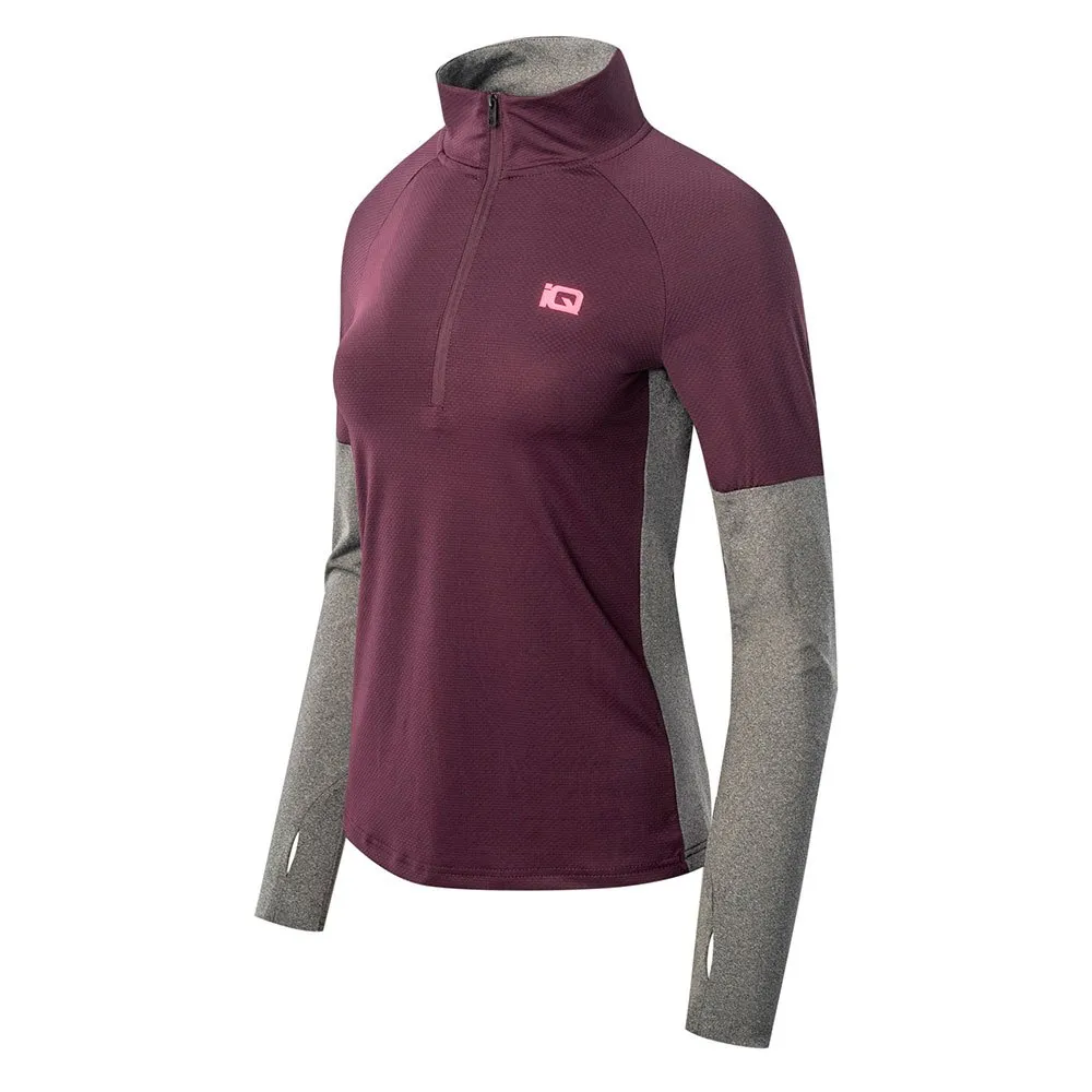 IQ Immo Fleecejakke Med Halv Glidelås female, Potent purple / dark grey melange