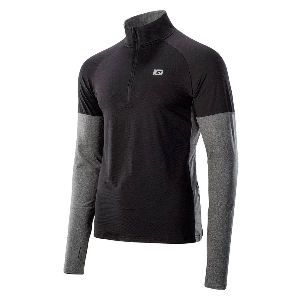 IQ Immo Halv Glidelås Langarmet T-skjorte male, Black / grey melange IQ Immo Halv Glidelås Langarmet T-skjorte male, Black / grey melange