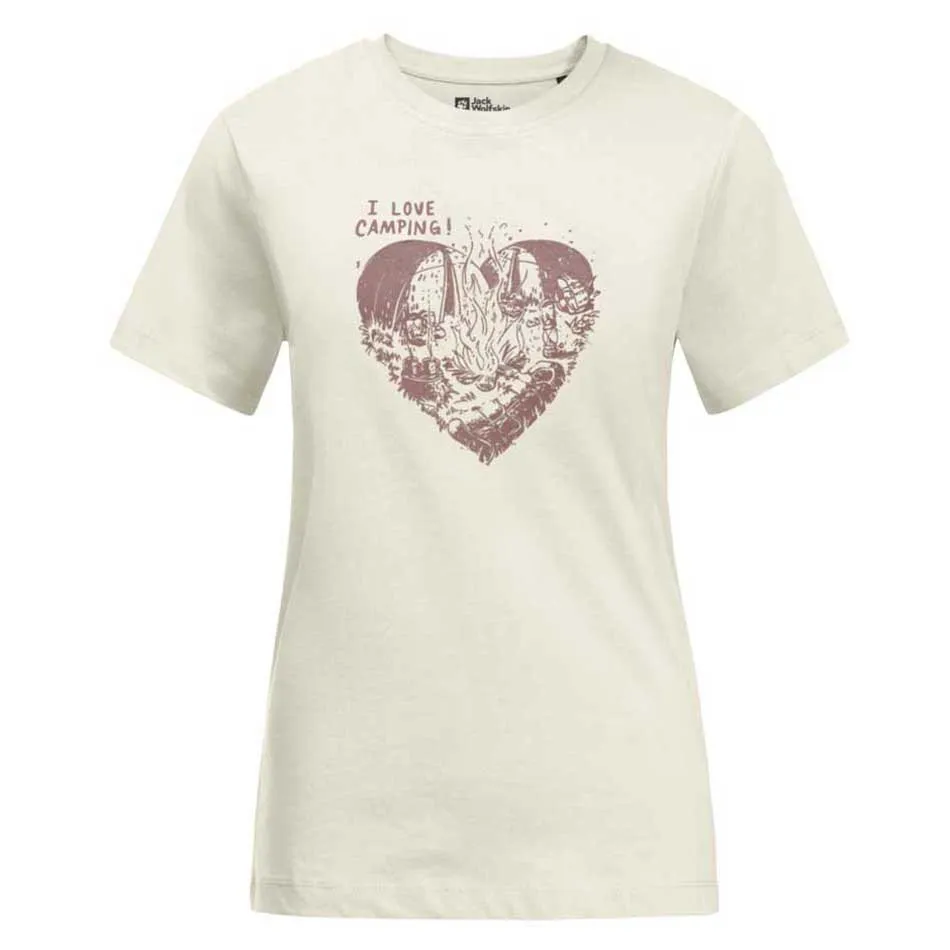 Jack Wolfskin Camping Love Kortarmet T-skjorte, Cotton white