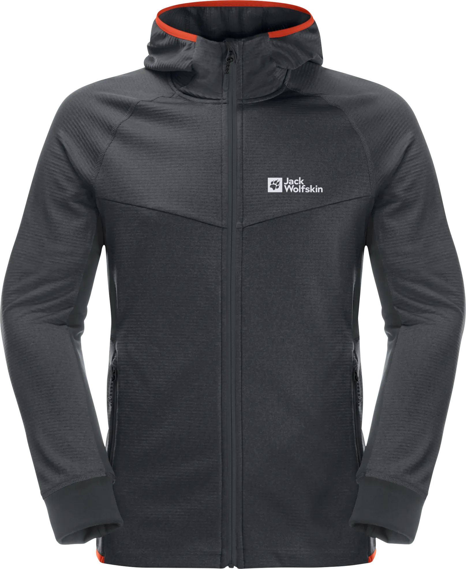 Jack Wolfskin Men's Hydro Grid Hooded Full Zip, Phantom