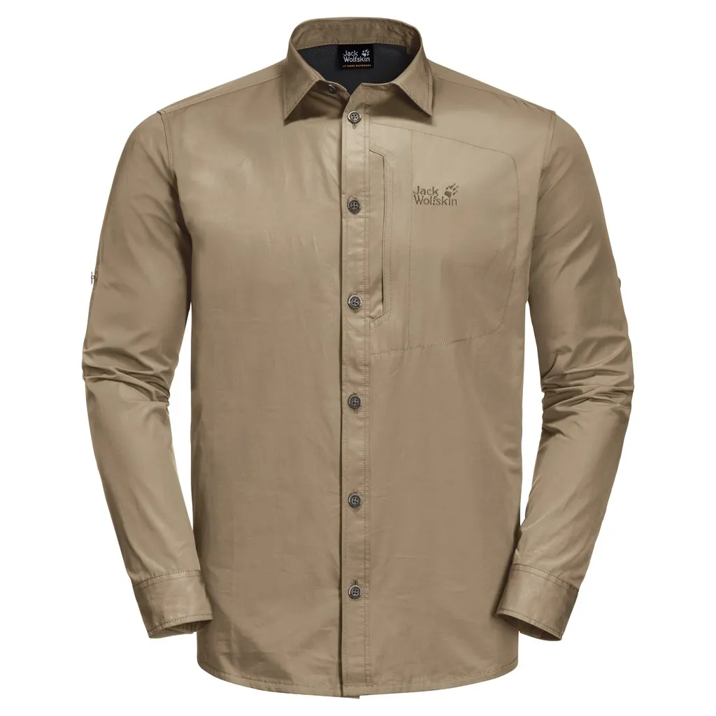 Jack Wolfskin Men's Lakeside Roll-up Shirt (2021), Sand dune