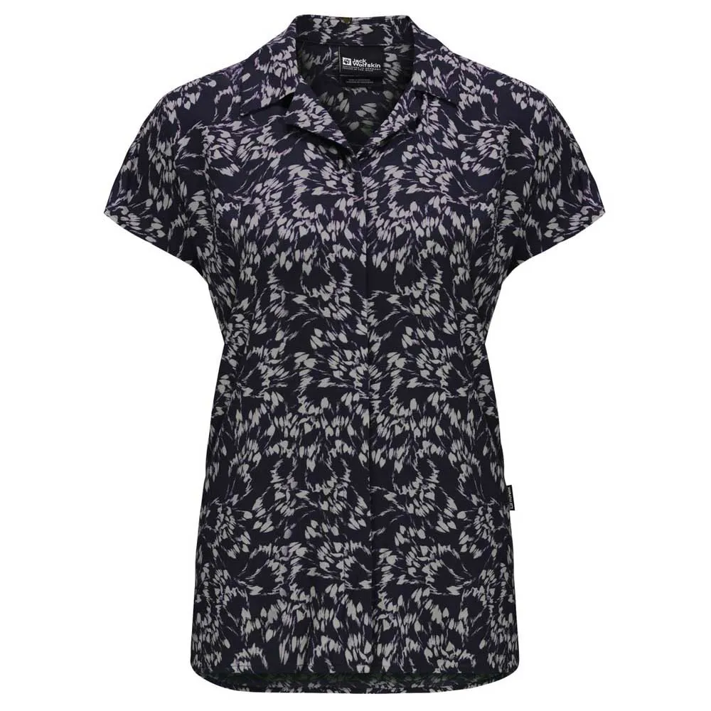 Jack Wolfskin Sommerwiese Kortarmet Skjorte, Leaves night blue
