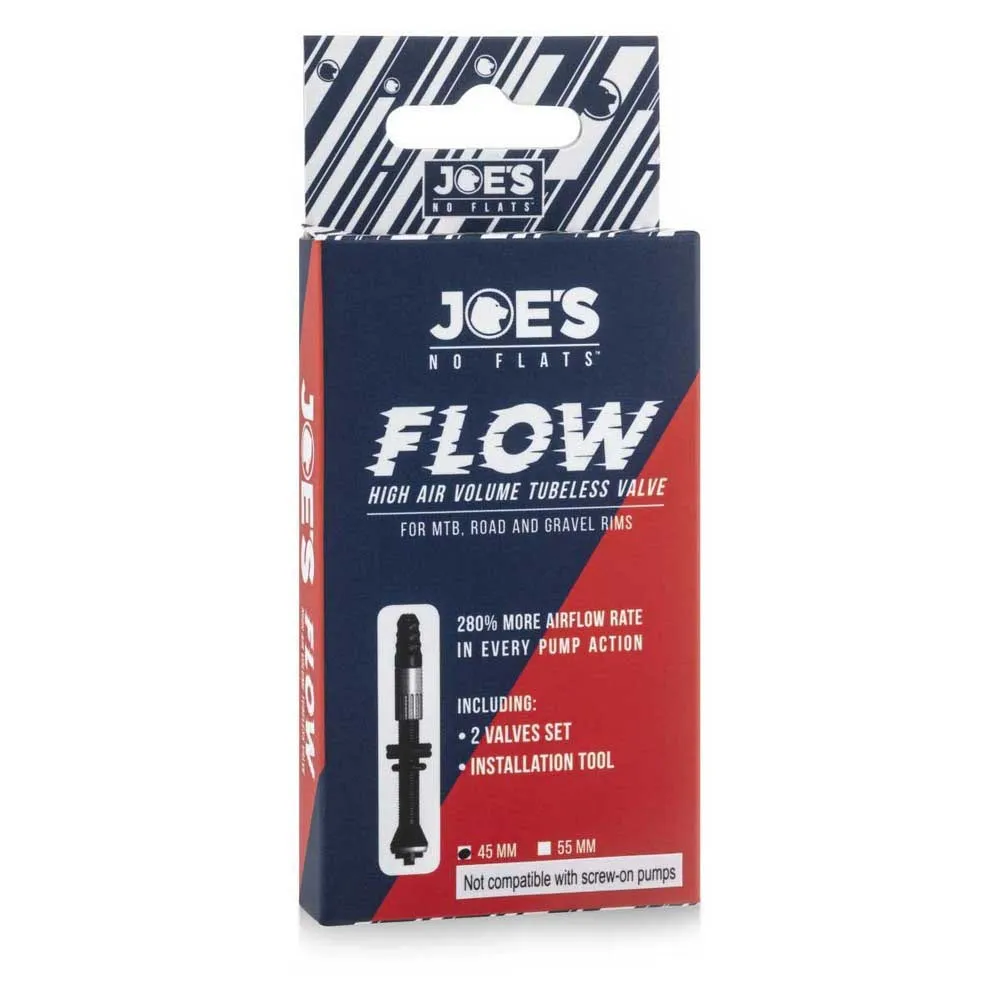 Joe's No Flats Flow High Air Tubeless Ventiler 2 Enheter, Black, 45mm Joe's No Flats Flow High Air Tubeless Ventiler 2 Enheter, Black, 45mm