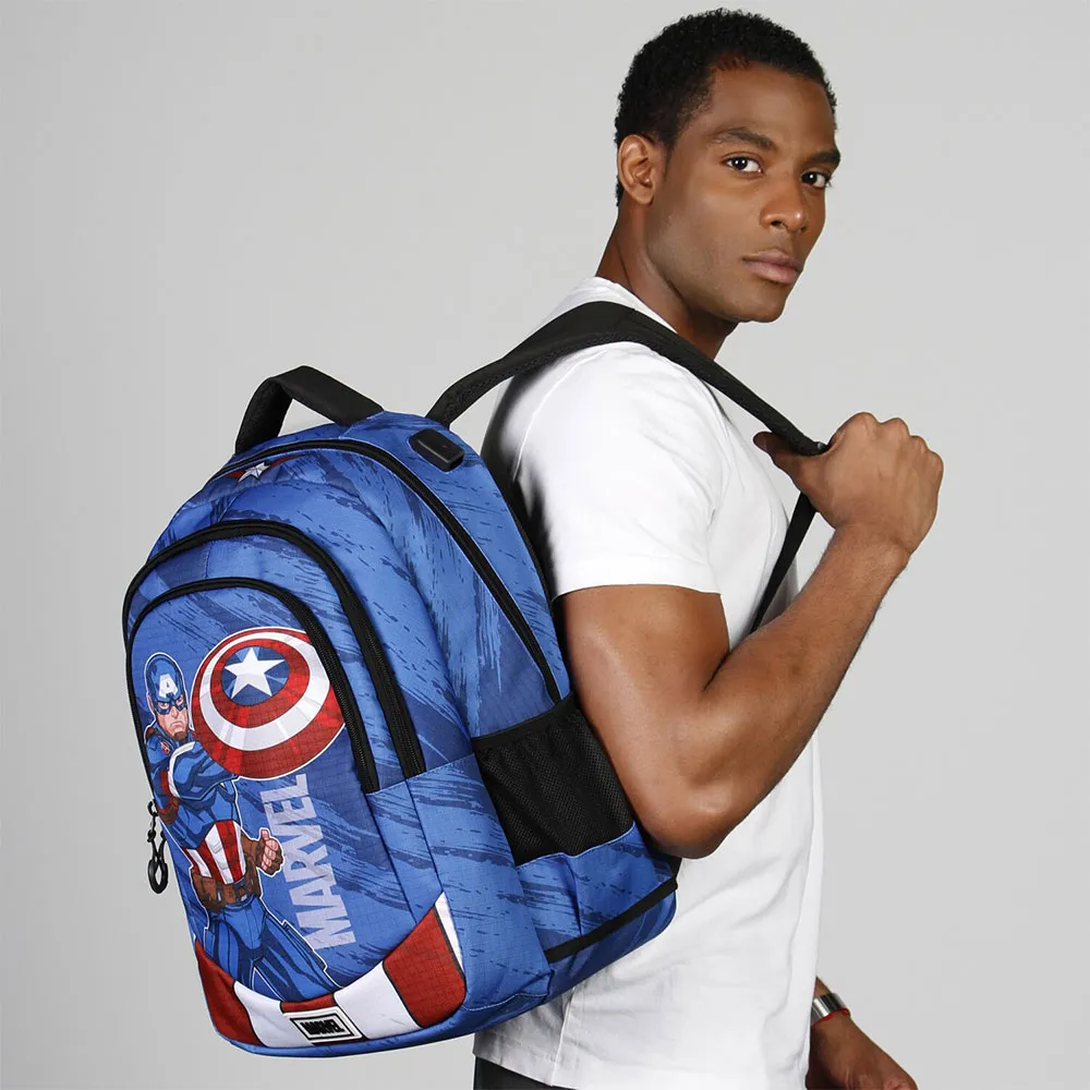 Karactermania Marvel Captain America Gears Plus Running Ryggsekk, Blue Karactermania Marvel Captain America Gears Plus Running Ryggsekk, Blue