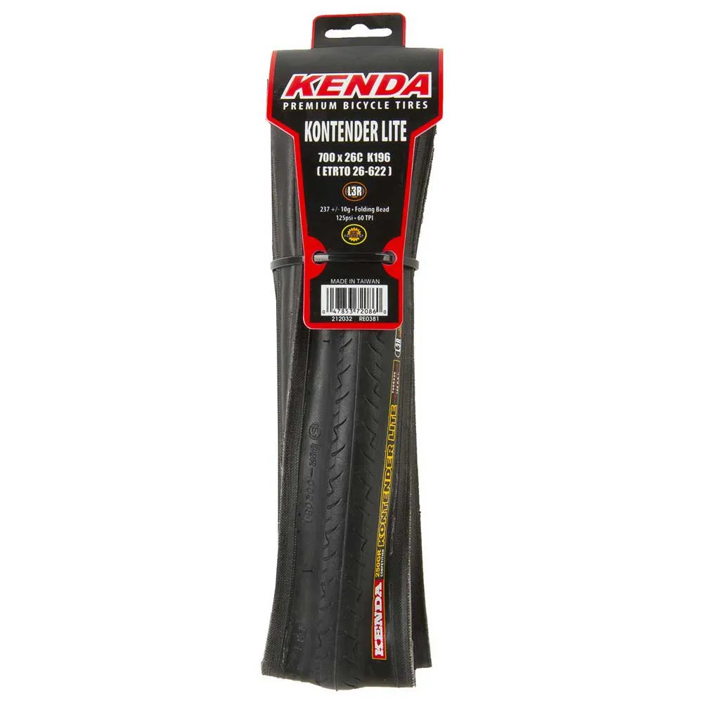 Kenda Kontender Lite L3r Pro 60 Tpi 700c X 26 Racerdekk, Black, 700C x 26, Sykkeldekk