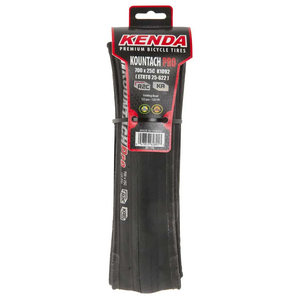 Kenda Kountach Pro K-armor 120 Tpi 700c X 25 Racerdekk, Black, 700C x 25, Sykkeldekk