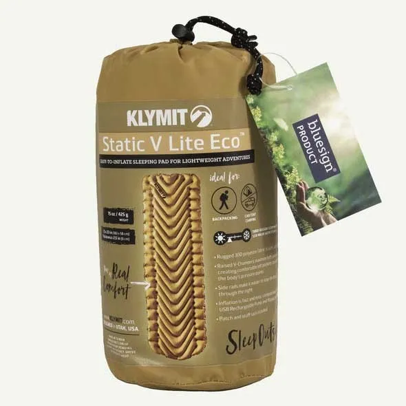 Klymit Static V Lite Eco Oppblåsbar Matte, Yellow