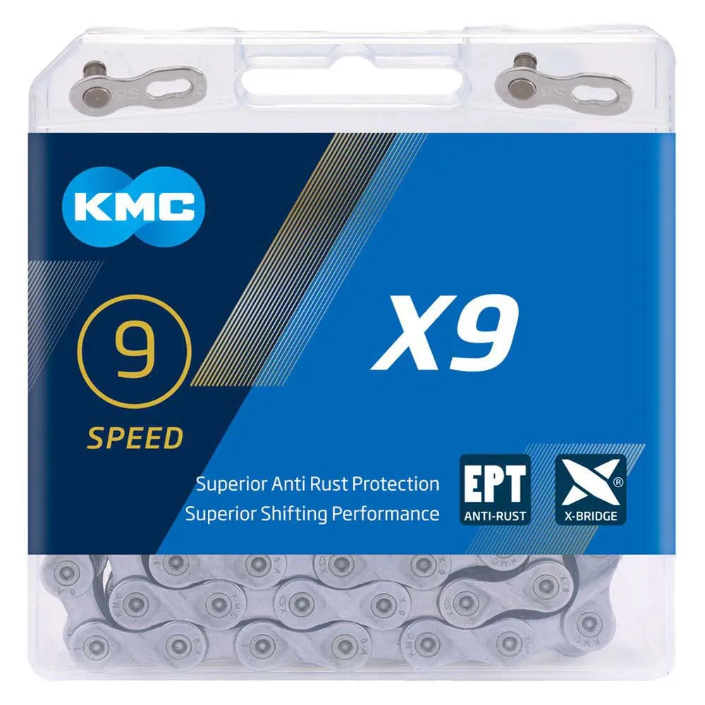 KMC X9 Ept 50 M Kjede, Silver, 50 Meters, 9s
