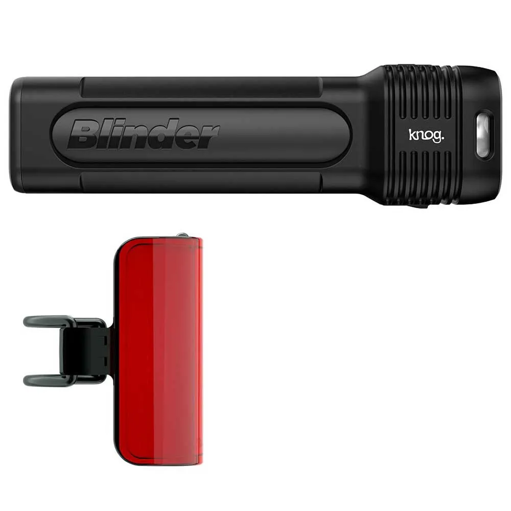 Knog Blinder 1300 + Mid Cobber Sykkellyktesett, Black / red, 1300 / 170 Lysstyrker Knog Blinder 1300 + Mid Cobber Sykkellyktesett, Black / red, 1300 / 170 Lysstyrker