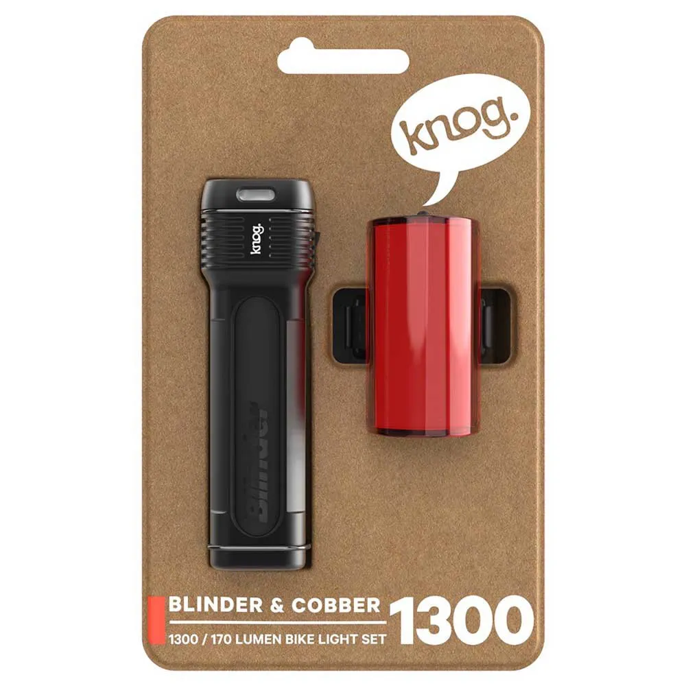 Knog Blinder 1300 + Mid Cobber Sykkellyktesett, Black / red, 1300 / 170 Lysstyrker Knog Blinder 1300 + Mid Cobber Sykkellyktesett, Black / red, 1300 / 170 Lysstyrker