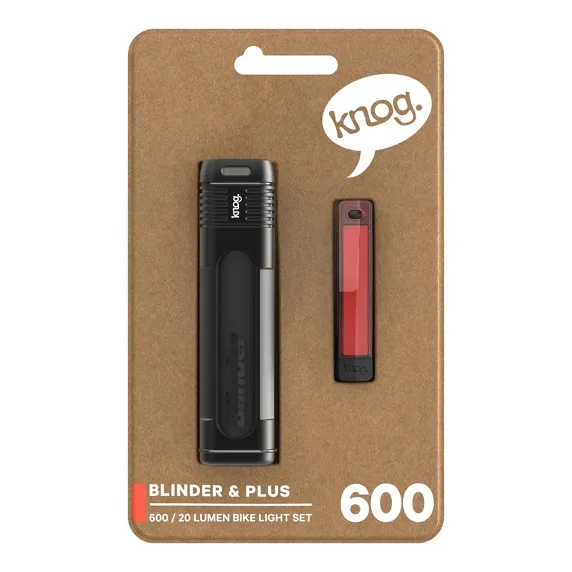 Knog Blinder 600 & Plus 20 Lyssett, Black / red, 600 / 20 Lysstyrker